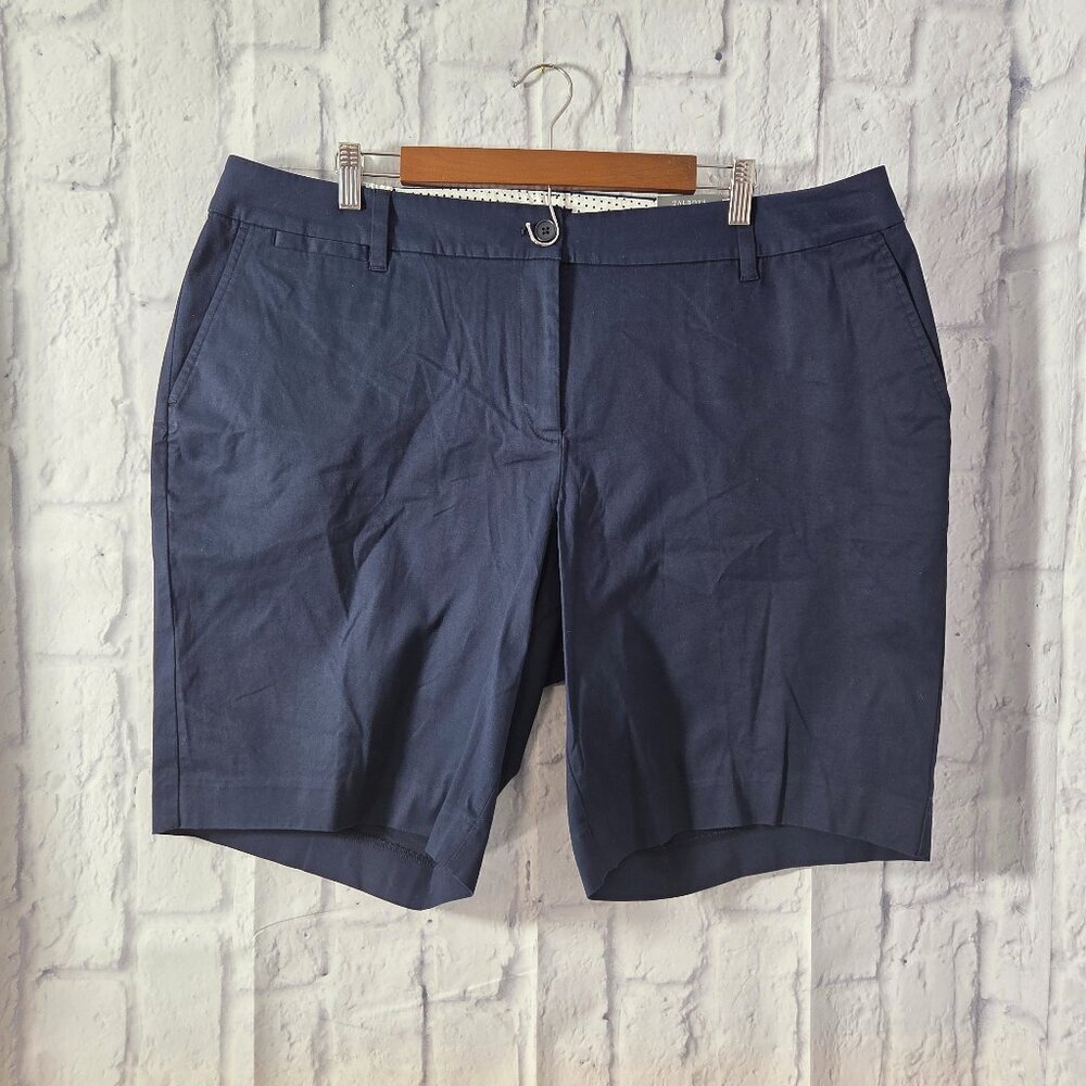Talbots Perfect Short Women's 20WP Chino Navy Blue Shorts Elastic Waistband